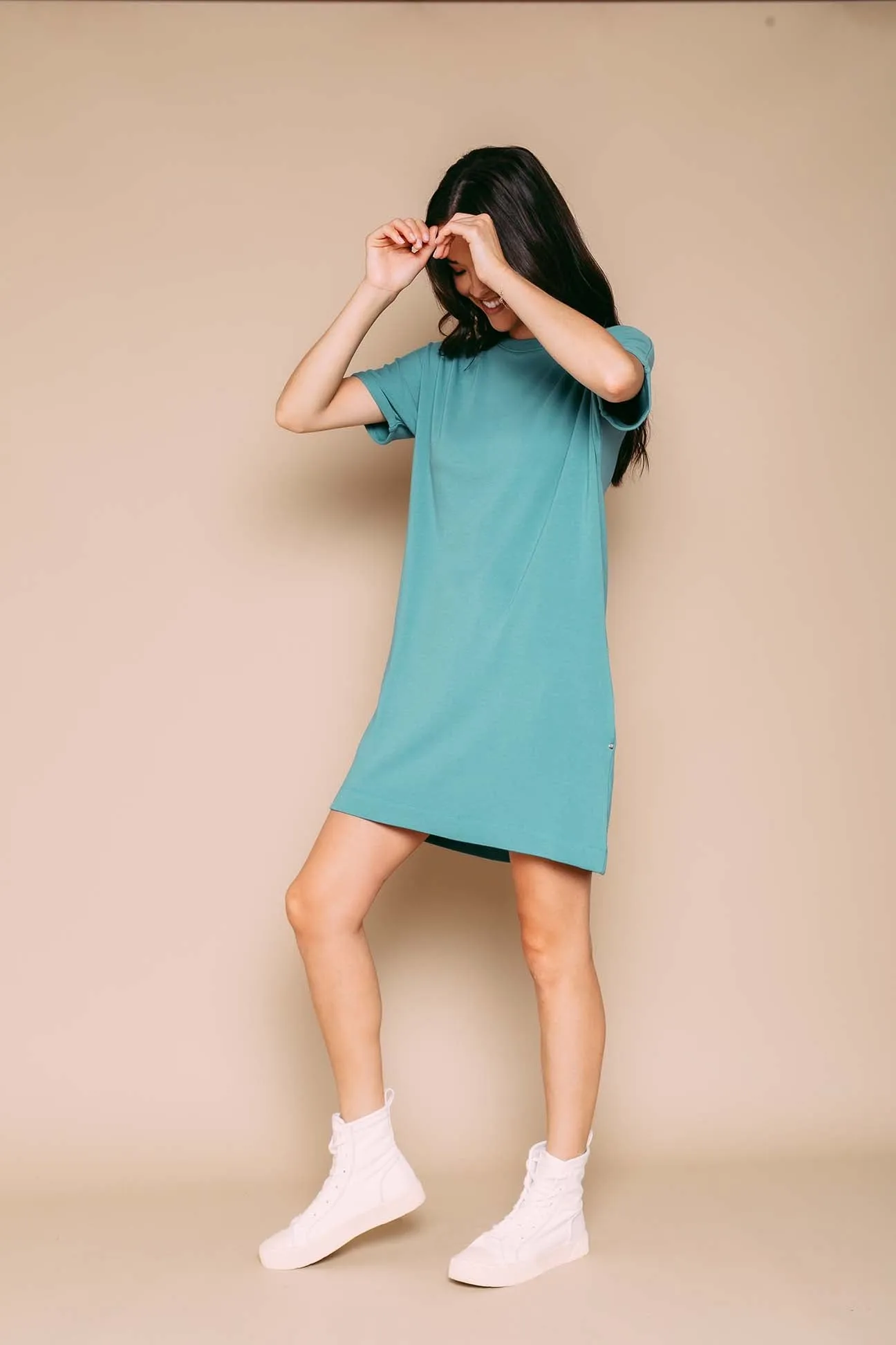 Laney - Roll Cuff Supersoft Sweatfleece Dress