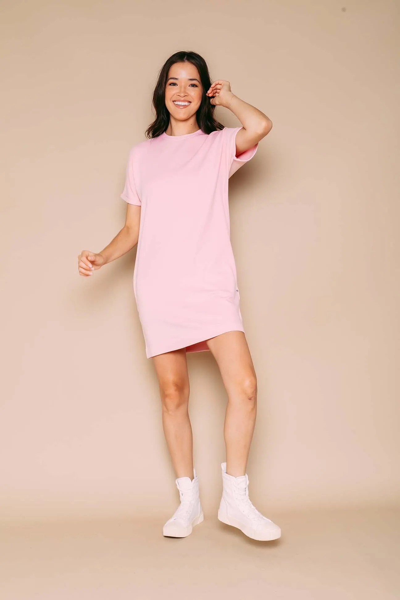 Laney - Roll Cuff Supersoft Sweatfleece Dress
