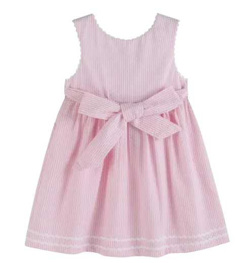 LC4786 - Lil Cactus Pink Seersucker Pom Pom Flipflops Dress
