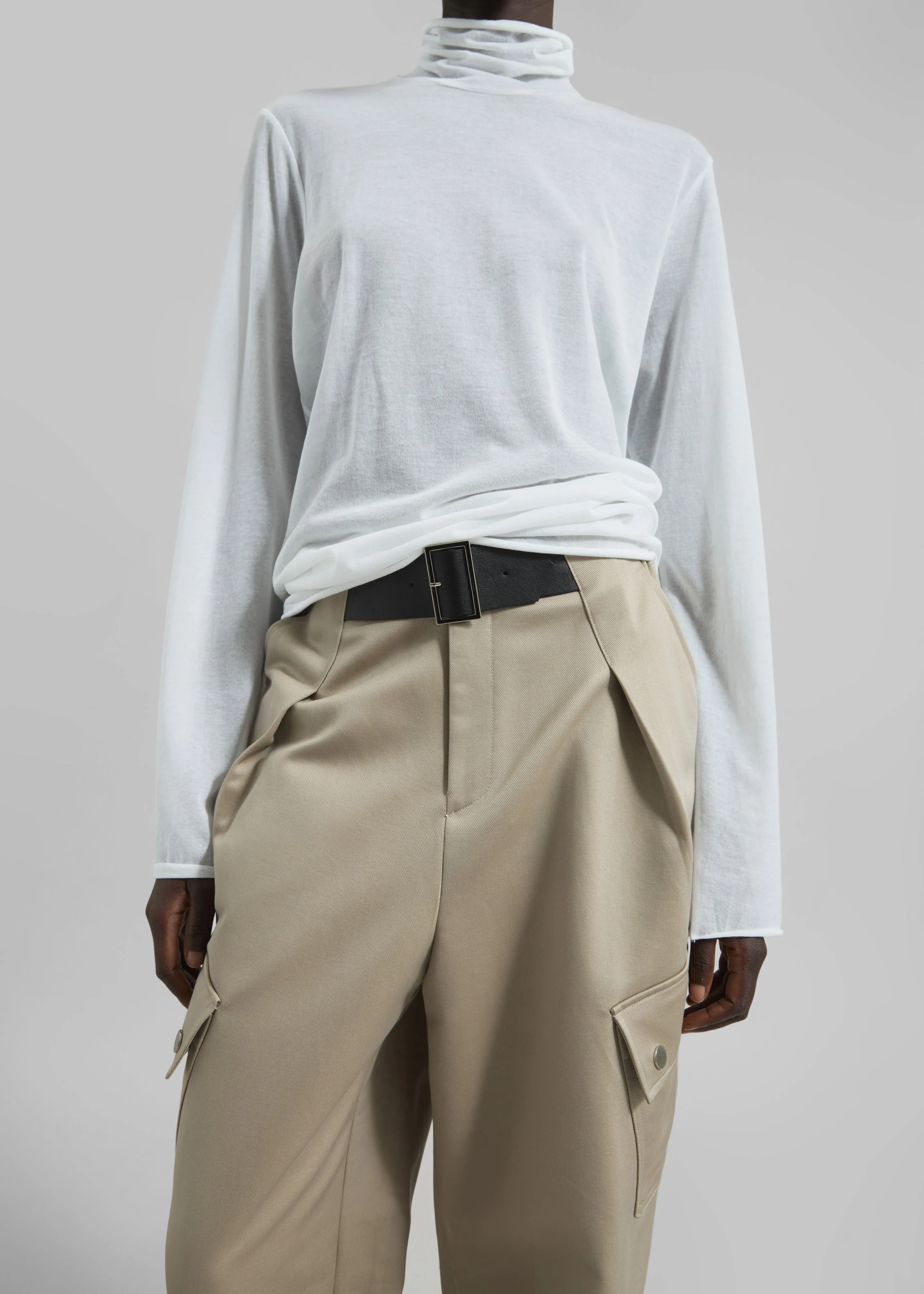 Matin Fine Cotton Knit Turtleneck - White
