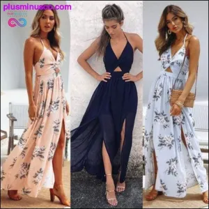 Maxi Long Dress Holiday Summer Evening Party Beach Slit, Floral Bohemian Slit Cut Out Dress