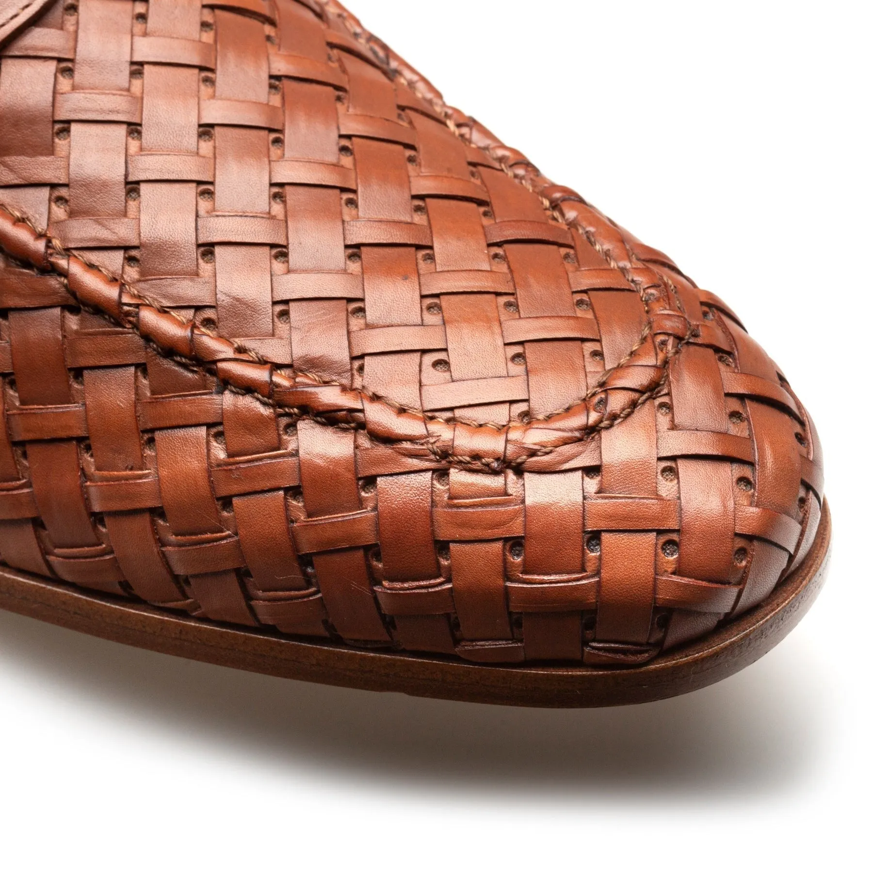 Mezlan Solomeo 21101 Men's Shoes Cognac Woven Leather Penny Loafers (MZ3719)