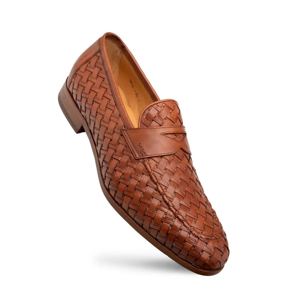 Mezlan Solomeo 21101 Men's Shoes Cognac Woven Leather Penny Loafers (MZ3719)