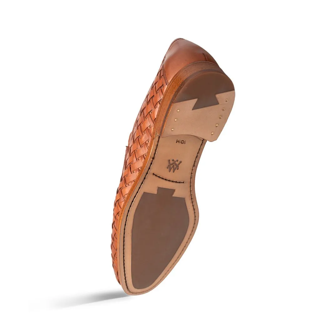 Mezlan Solomeo 21101 Men's Shoes Cognac Woven Leather Penny Loafers (MZ3719)