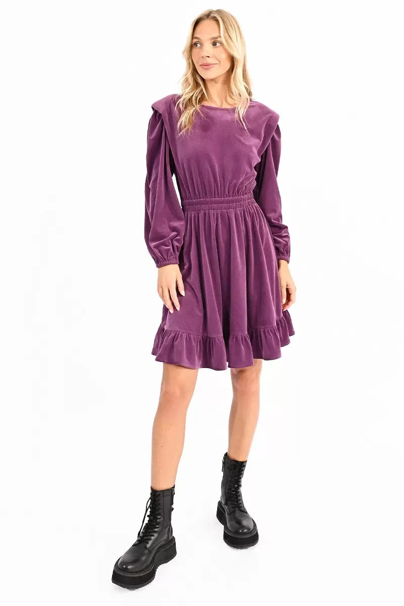 Molly Bracken Purple Fit & Flair Curduroy Skater Dress