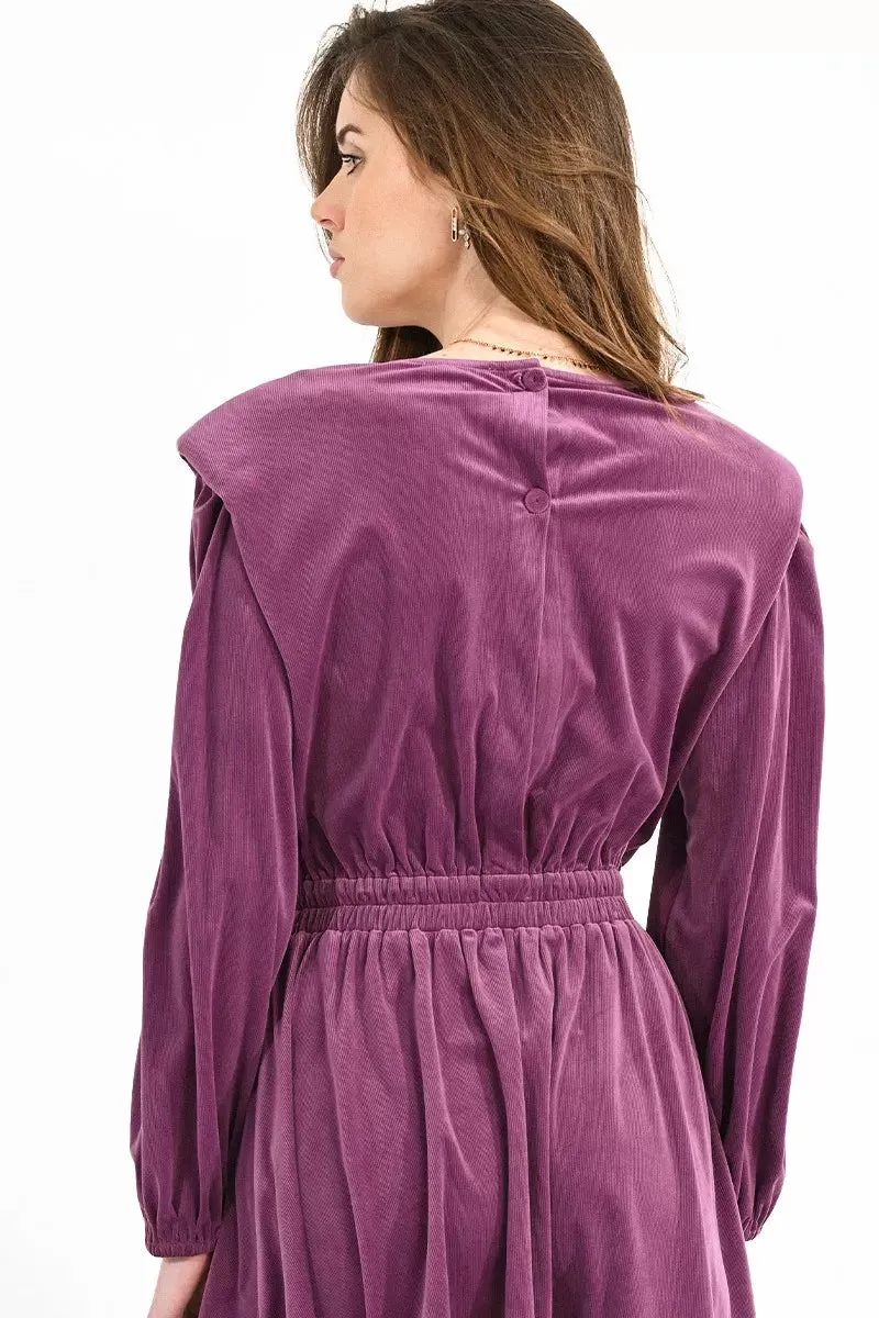 Molly Bracken Purple Fit & Flair Curduroy Skater Dress