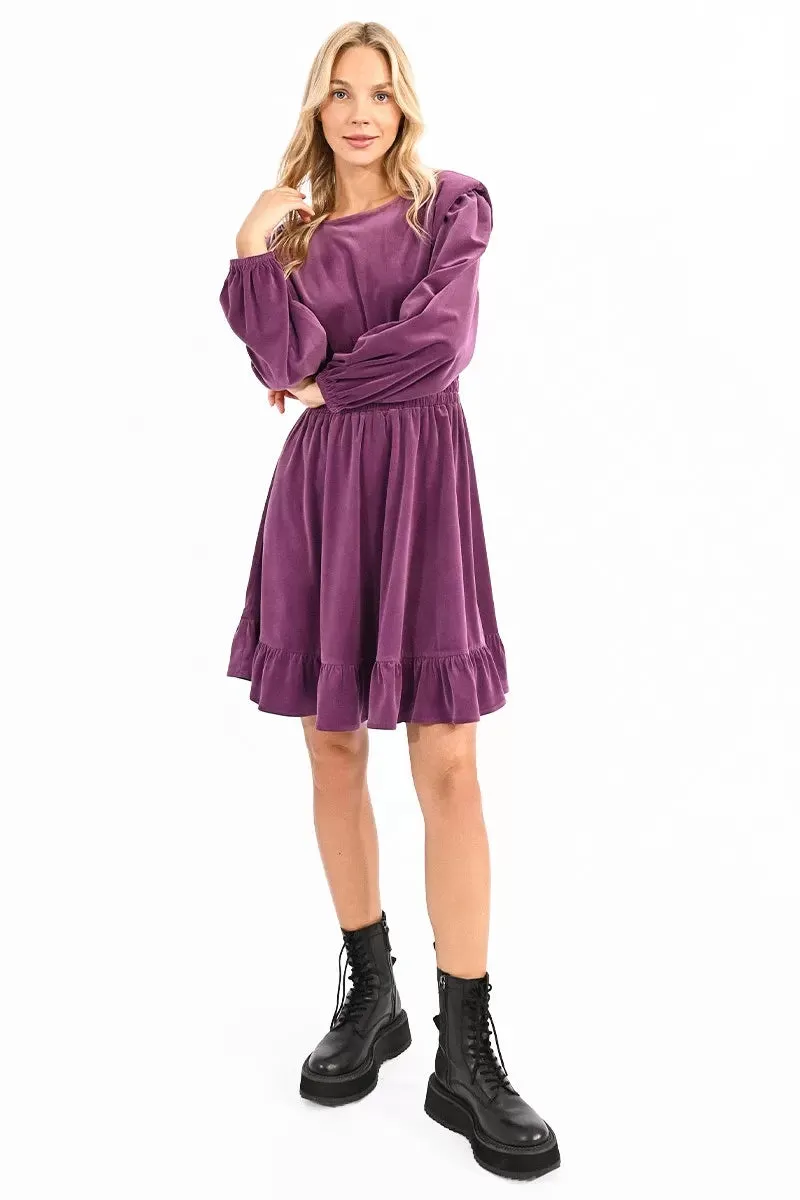 Molly Bracken Purple Fit & Flair Curduroy Skater Dress