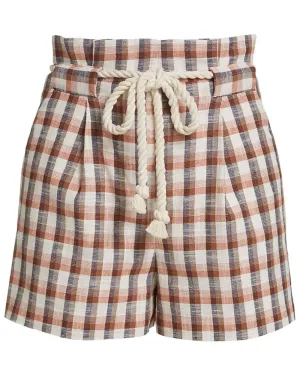 Multi Plaid Linen Salika Short