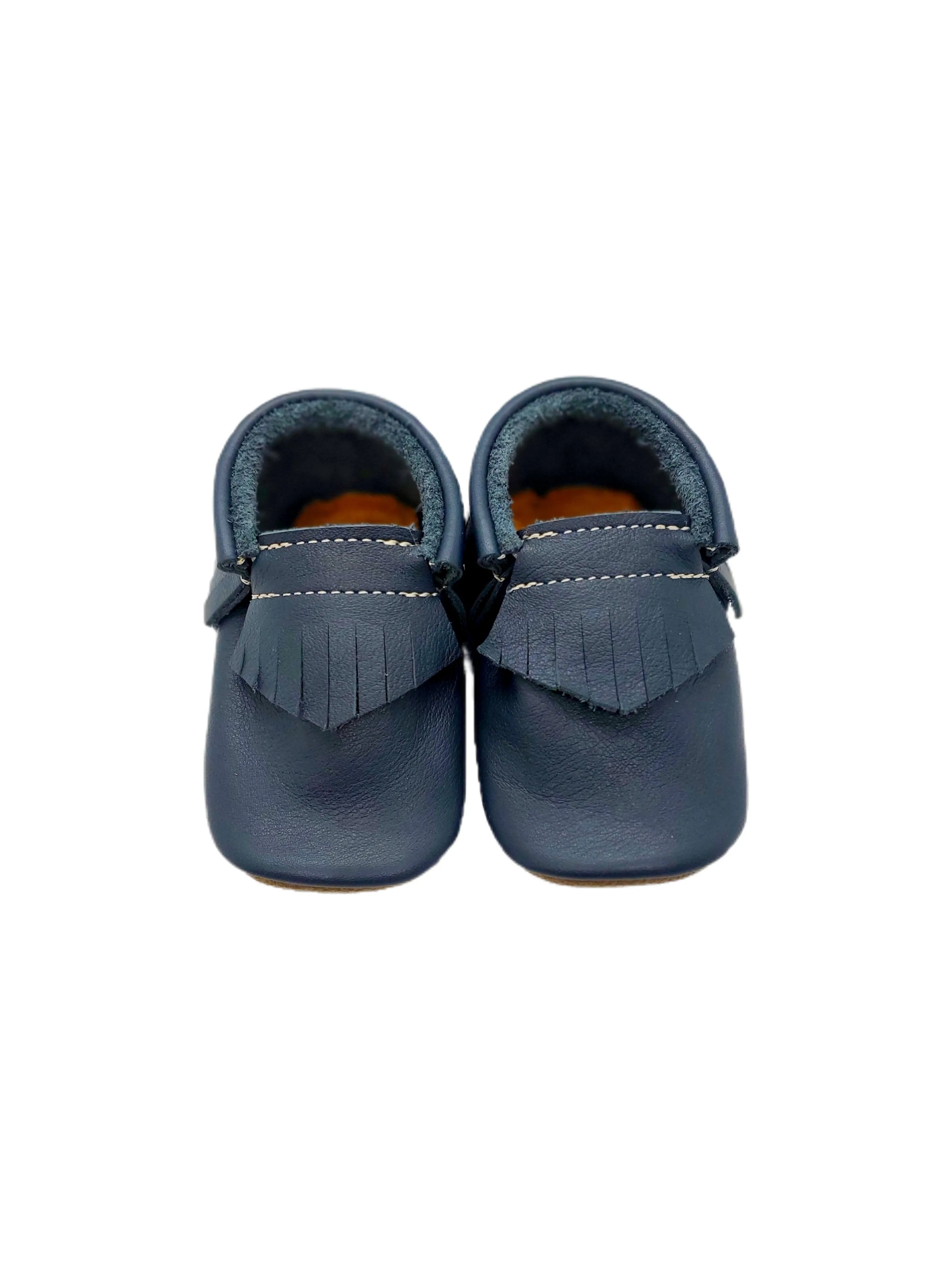 Navy Fringe Moccasin