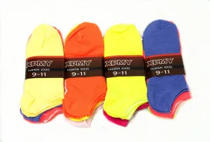 Neon Color Cotton No Show Socks
