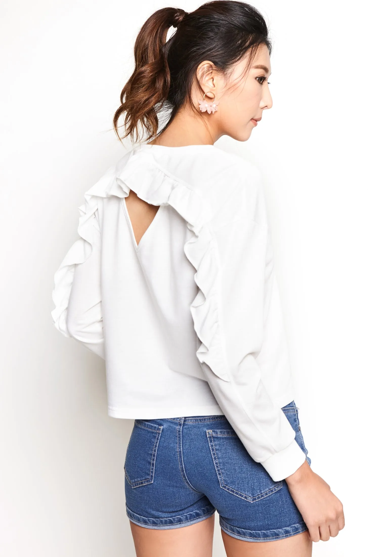 Open Ruffle Back Top