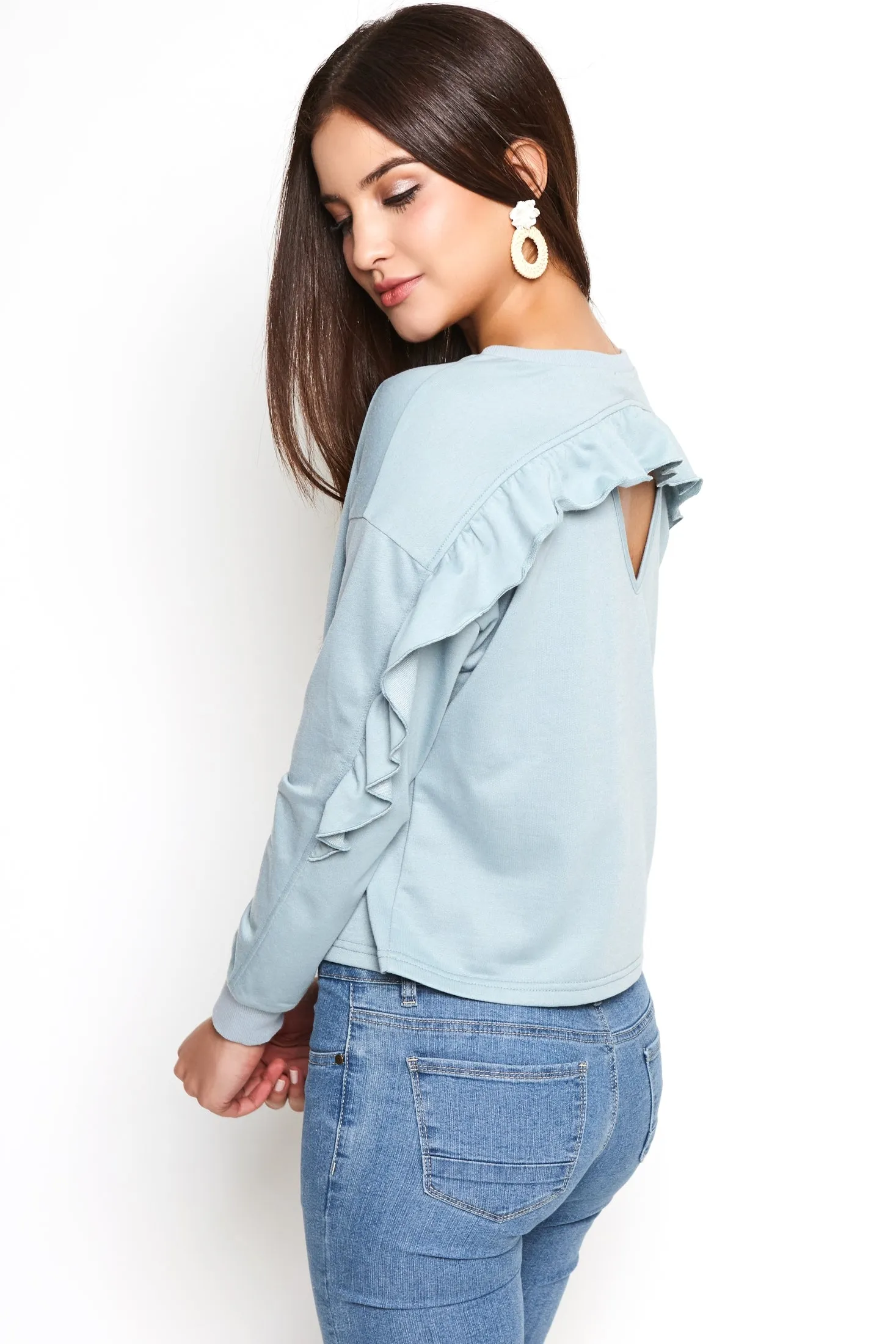 Open Ruffle Back Top