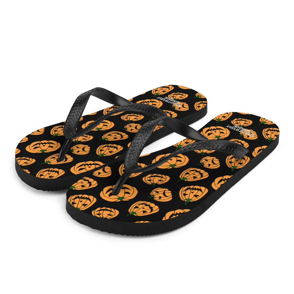 Orange And Black Jack-O-Lanterns Flip-Flops