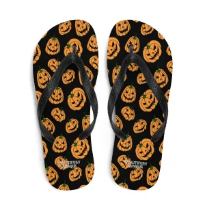 Orange And Black Jack-O-Lanterns Flip-Flops