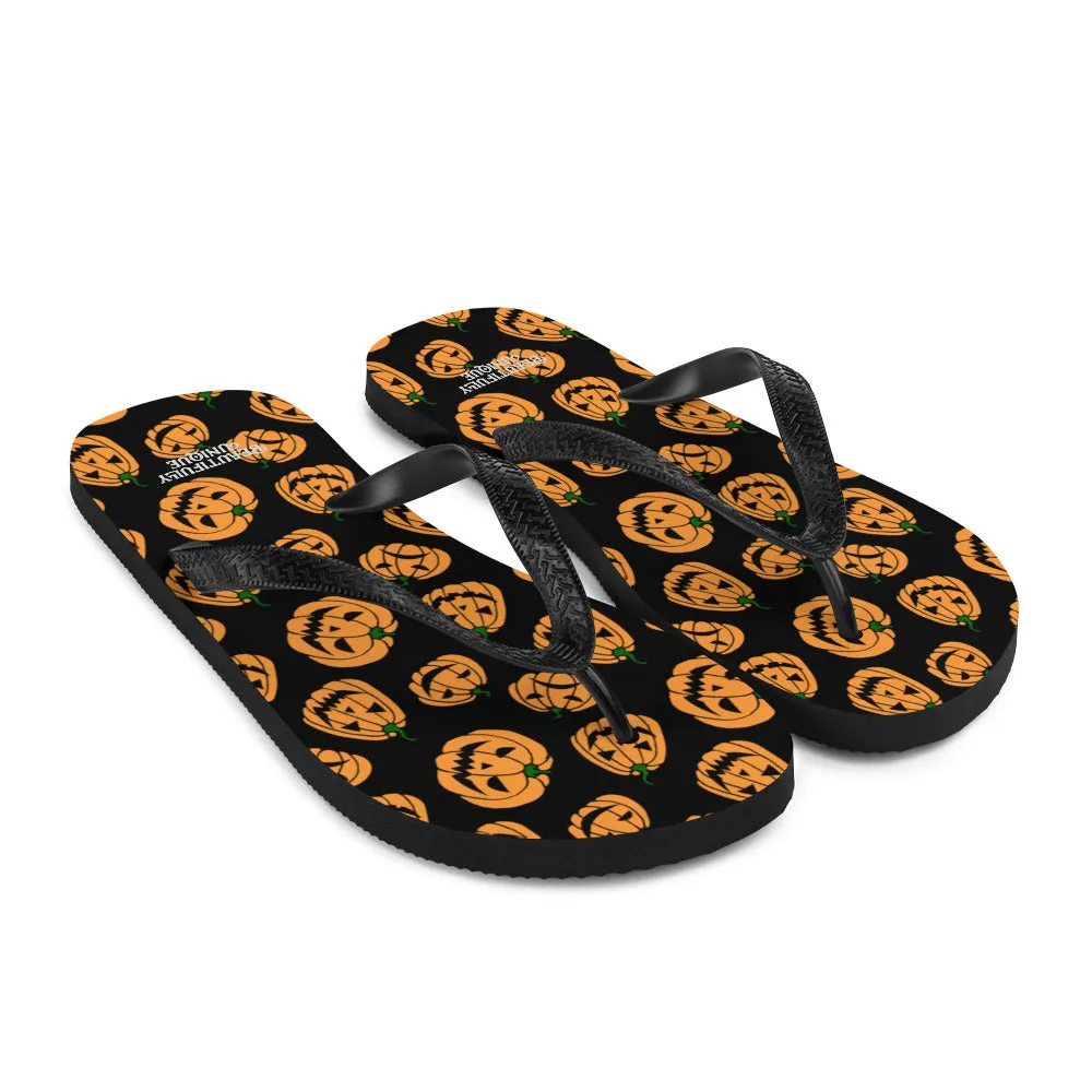Orange And Black Jack-O-Lanterns Flip-Flops