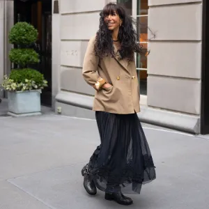 Organza Tiered Sheer Dress in Black