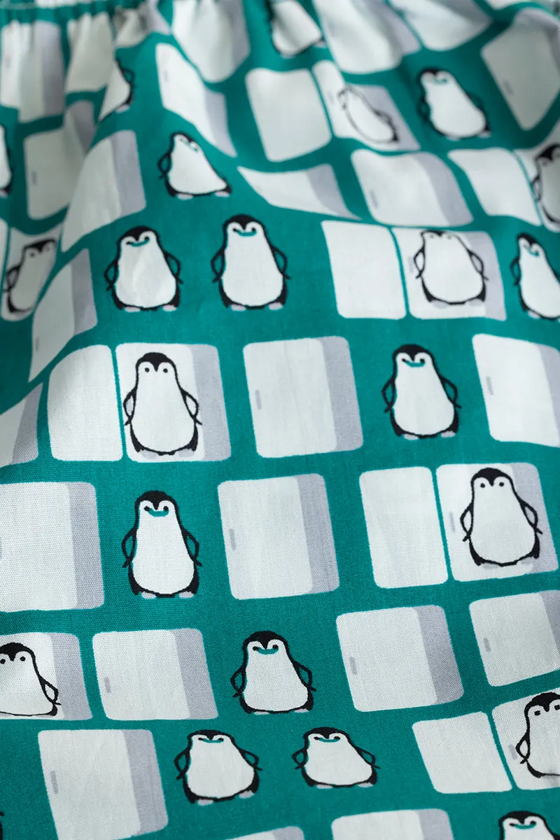 Penguin Box Print Teal Green Boxer