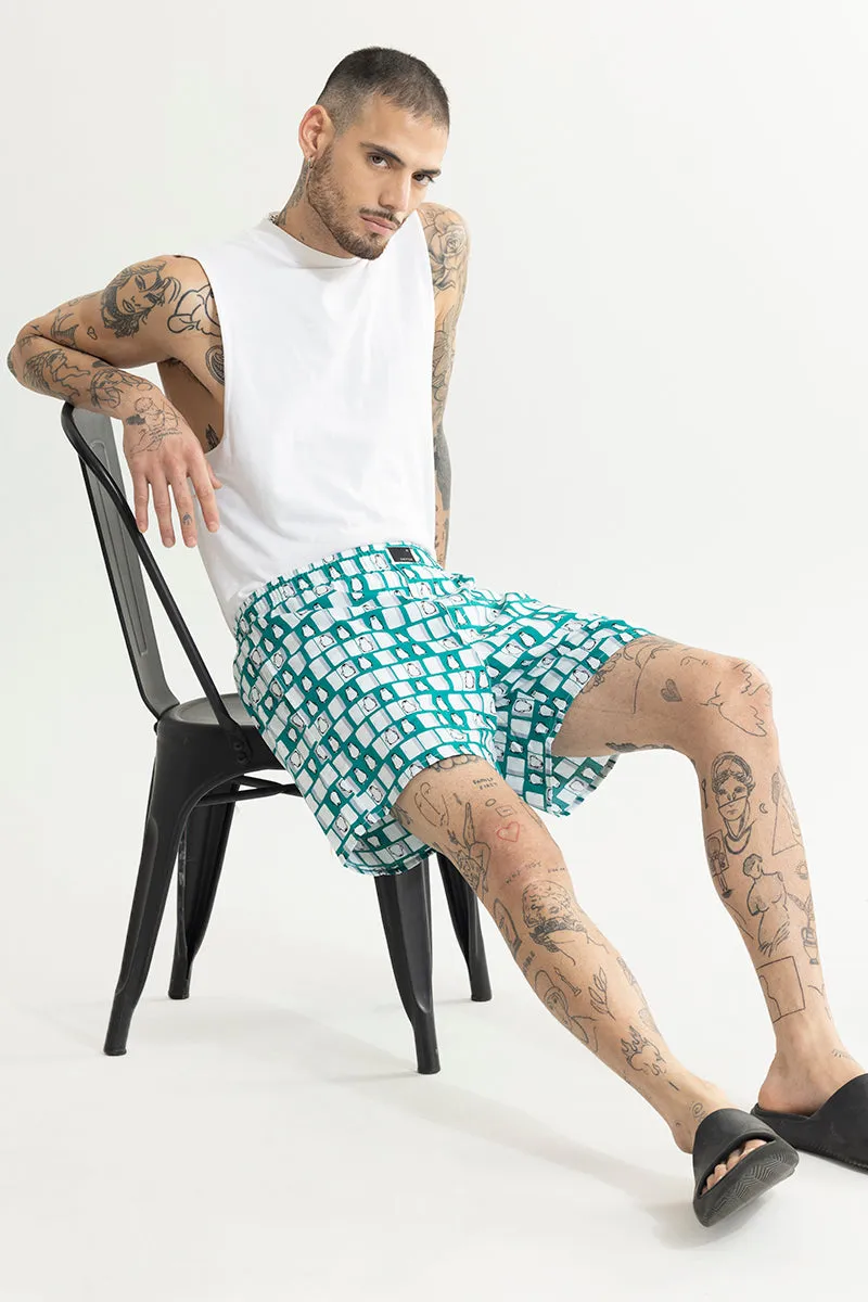 Penguin Box Print Teal Green Boxer