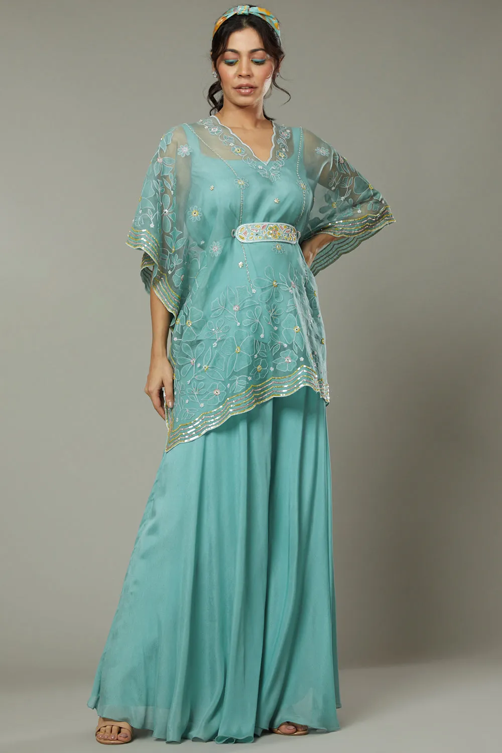 Peppermint Candy Flared Plazzo Cum Sharara Set