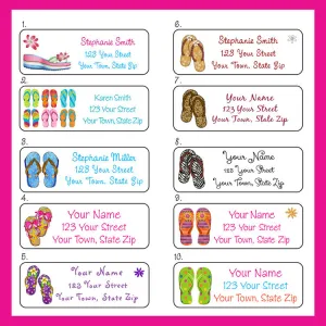Personalized FLIP FLOPS Address Labels Summer, Beach, Flip Flop Return Address LABELS