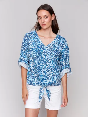 Printed 3/4 Sleeve Top Reef by Charlie B