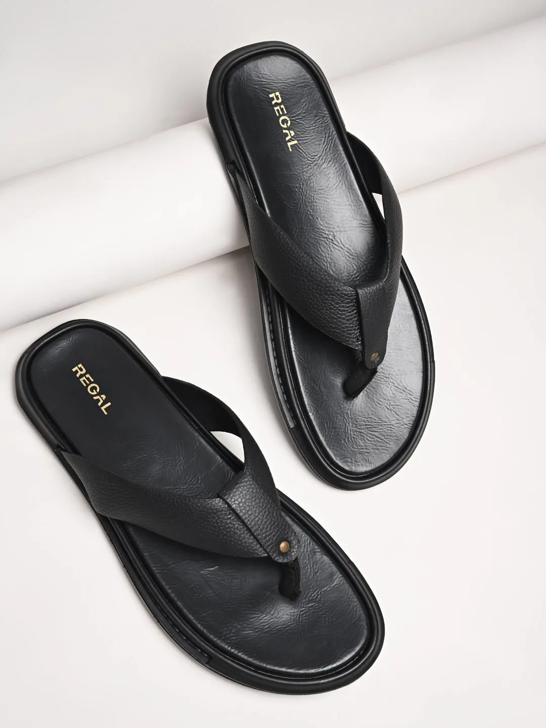 Regal Black Men Casual Thongs