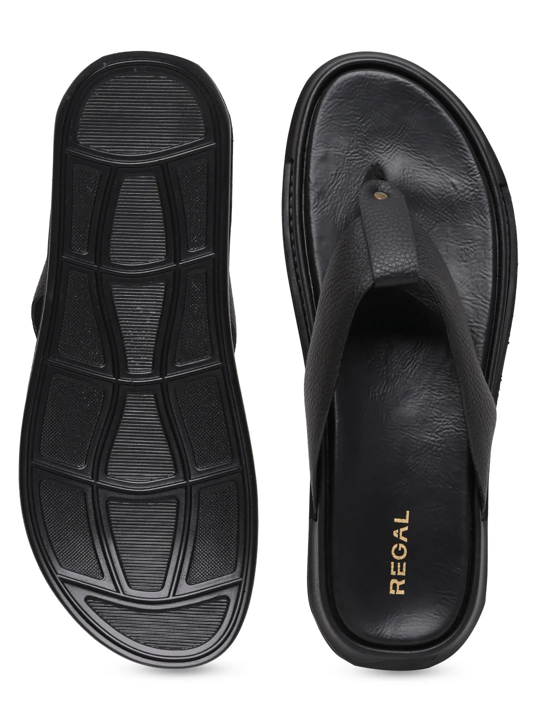 Regal Black Men Casual Thongs