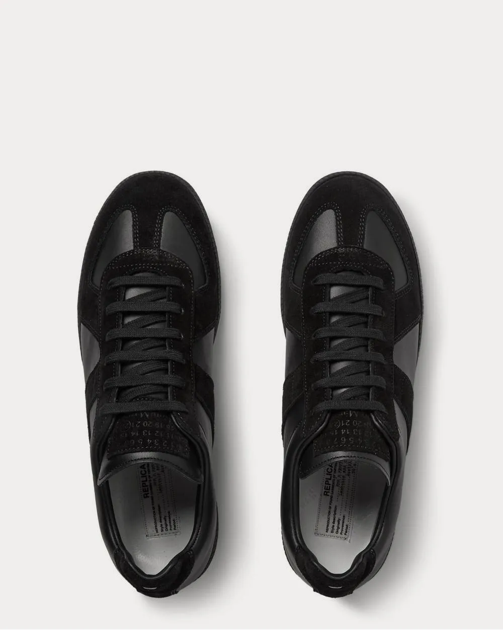 Replica Leather and Suede  Black low top sneakers