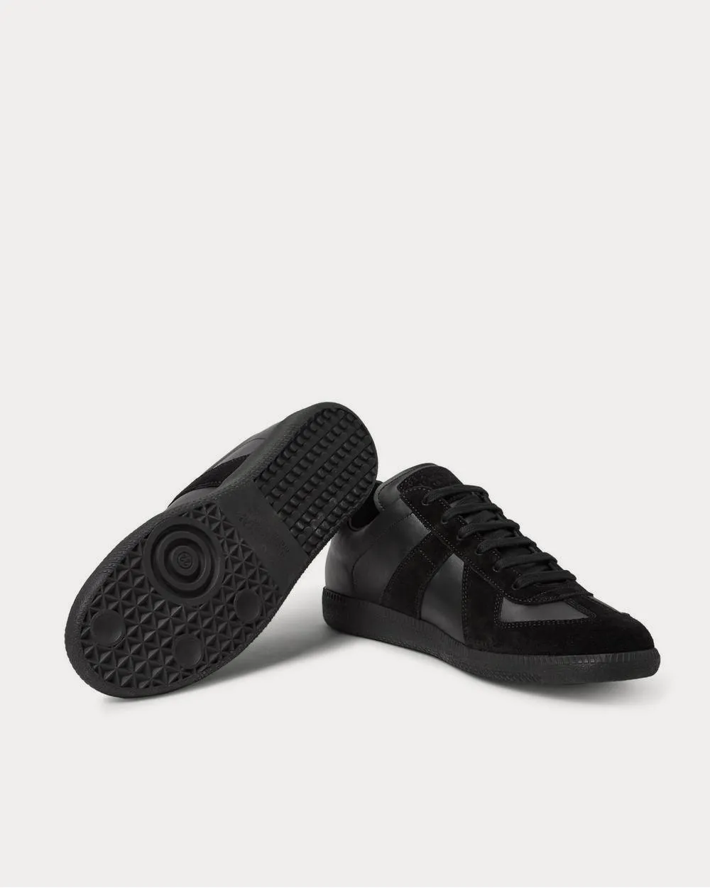 Replica Leather and Suede  Black low top sneakers