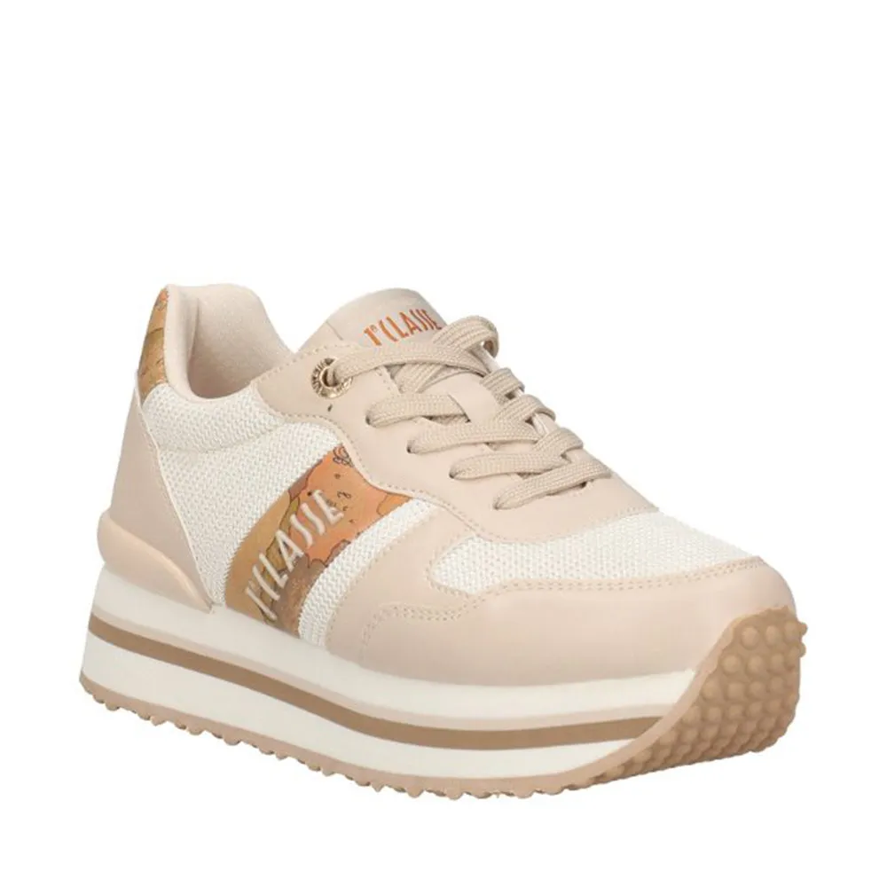 Scarpe 1A Classe Alviero Martini Sneakers Running in Mesh Sabbia e Inserti Geo Beige 1832
