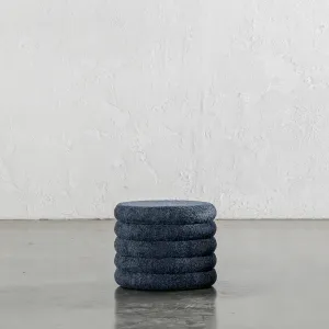 SEVILLA RIBBED STORAGE OTTOMAN  |  REEF NAVY BOUCLE
