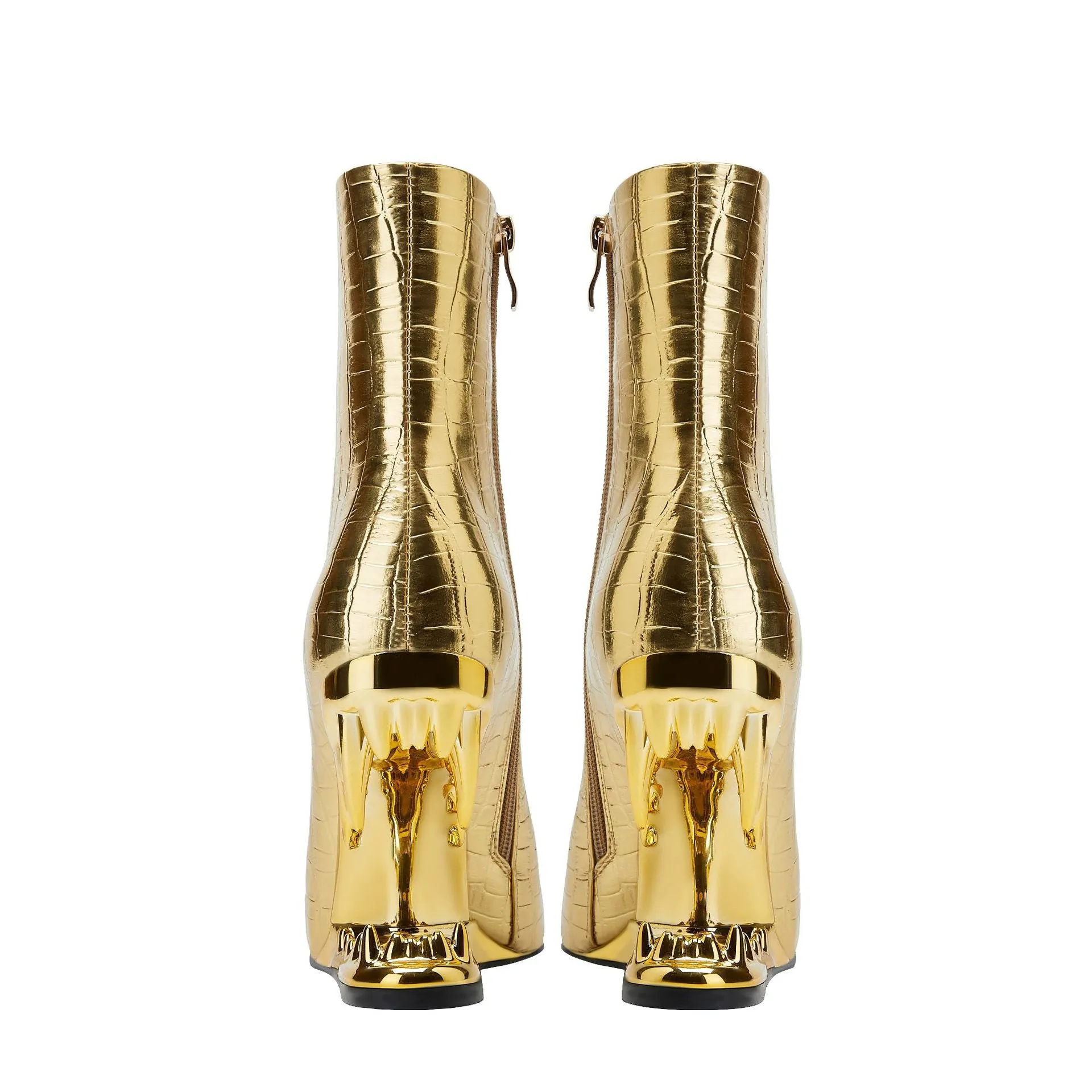Sharp-Toothed Tiger Fangs Meet Golden Checkered Fashion Boots