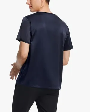 Short-Sleeved V Neck Silk Mens Tee