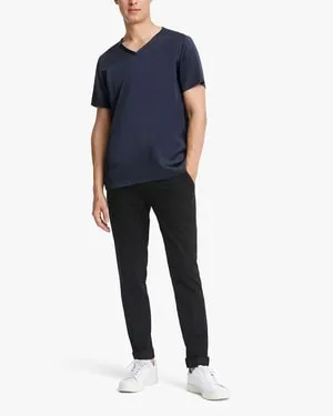 Short-Sleeved V Neck Silk Mens Tee