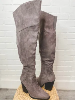 Slay over the knee boots grey