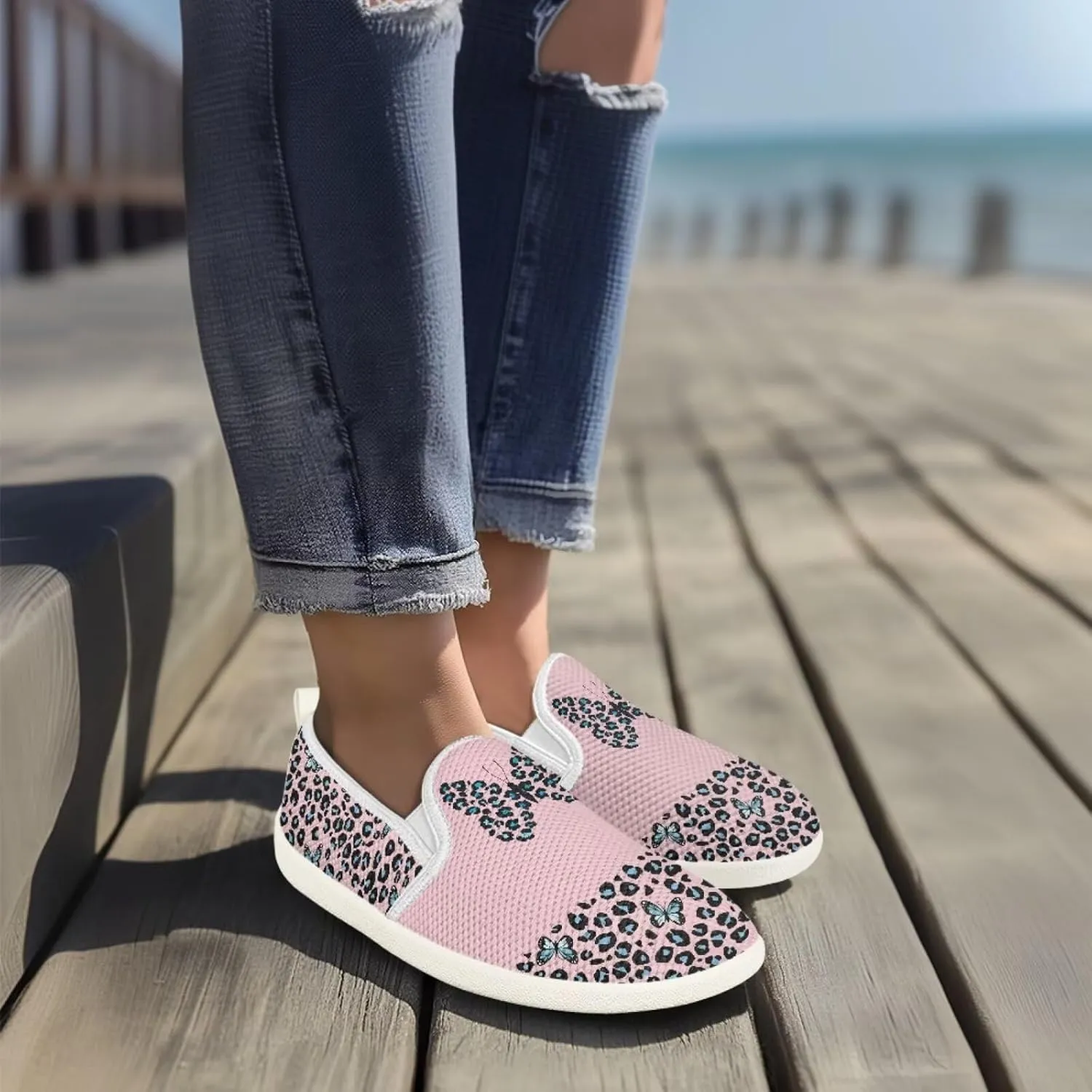 Slip On Shoes for Women Stylish Casual Sneakers Loafers Comfort Zero Drop Flat Walking Sneakers Lightweight Gym Workout Running