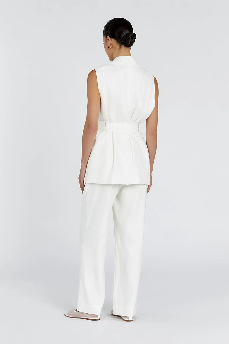 SLOAN WHITE LINEN BLEND PANT