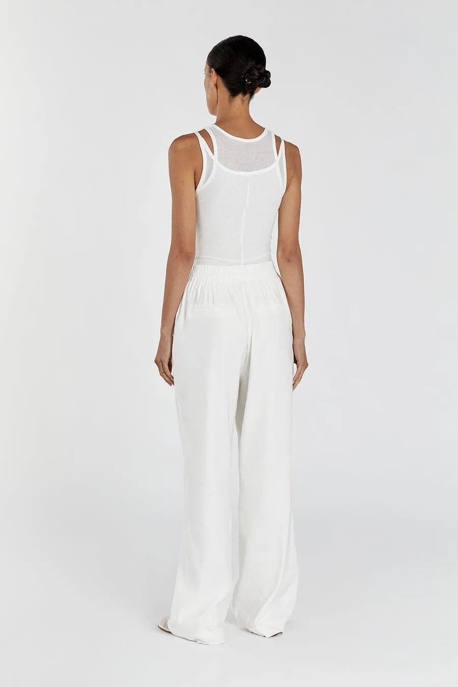 SLOAN WHITE LINEN BLEND PANT