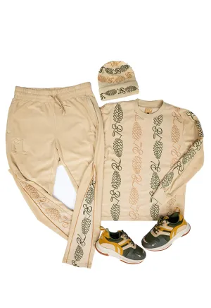 Stay Strong Crewneck Sweater Putty Khaki, Jogger, Beanie, and G7 Sneakers: Big & Tall Bundle