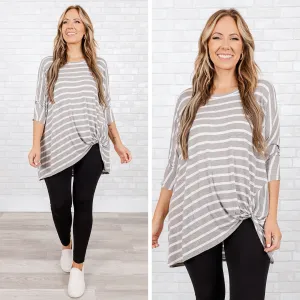 Steal Me Away Tunic, Gray Stripe