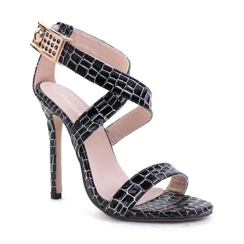 Straps Cross Ankle Wraps Open Toe Stiletto Heels Sandals