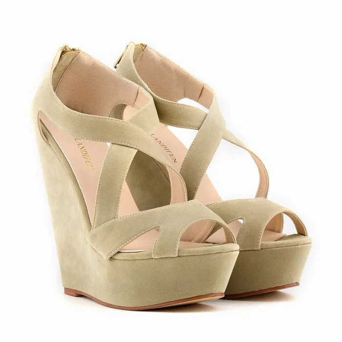 Super High-Heeled Wedge Cross Strap Sandals