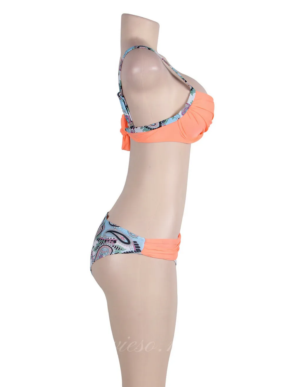 Tangerine Padded Gather Push-up Sexy Bikini Set