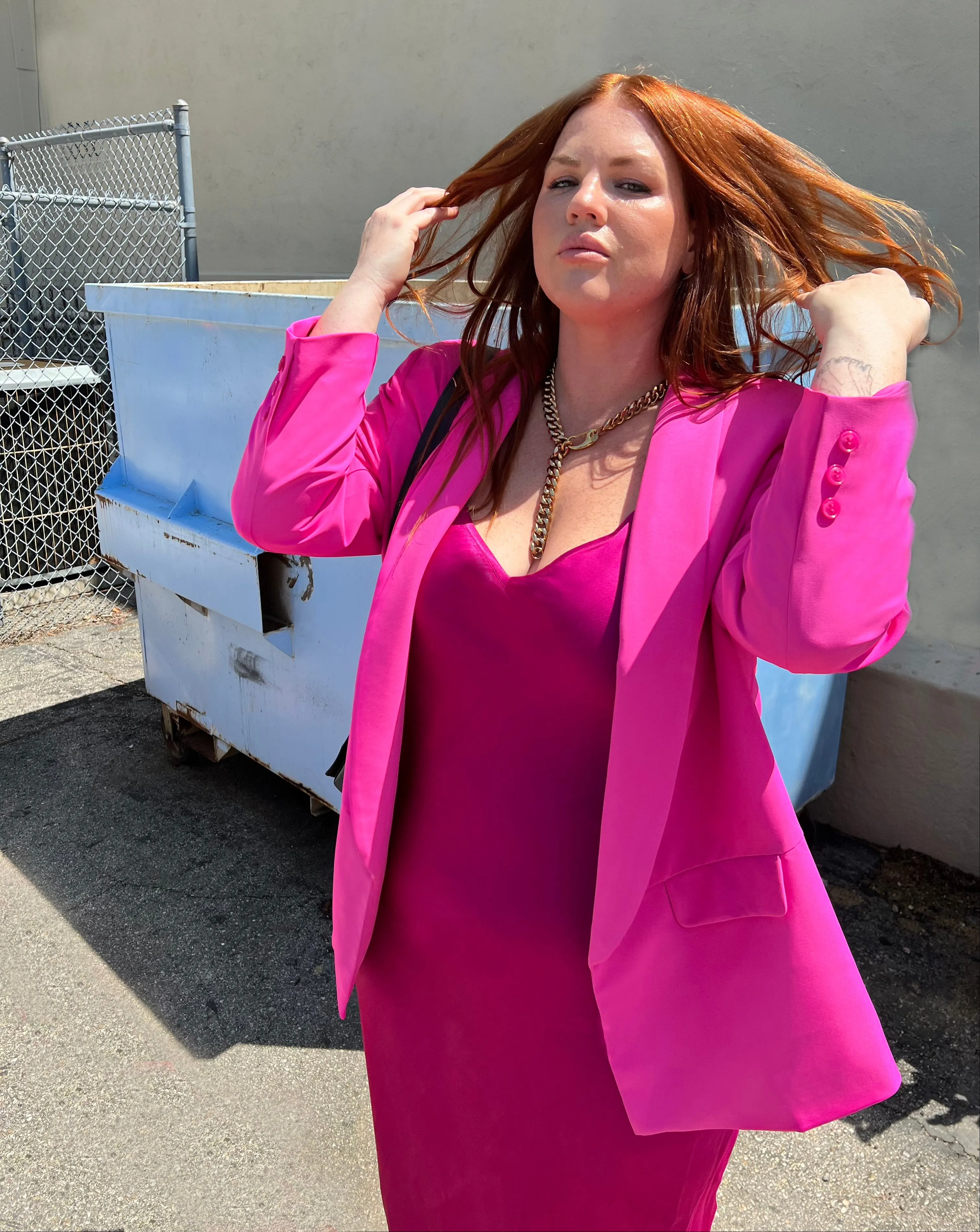 The Cabaret Slip Dress - Pink Punch Matte Satin