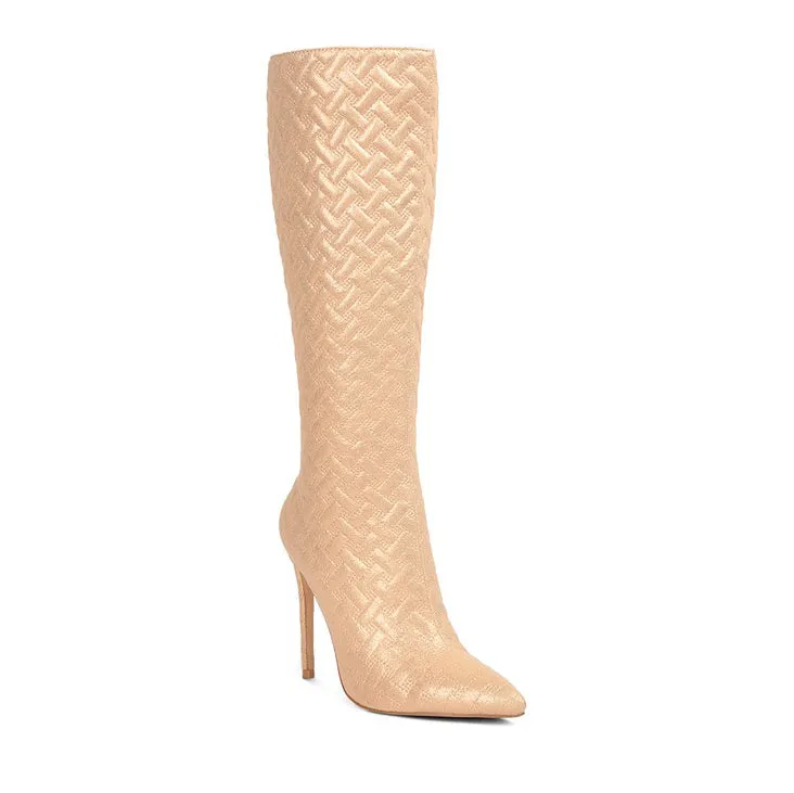 Tinkles Quilted High Heeled Calf Boots