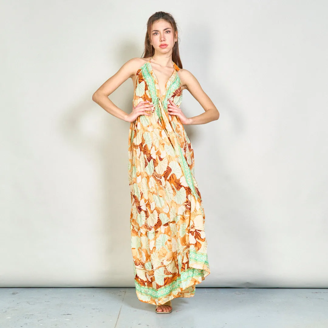 Tropical print maxi slip dress wholesale
