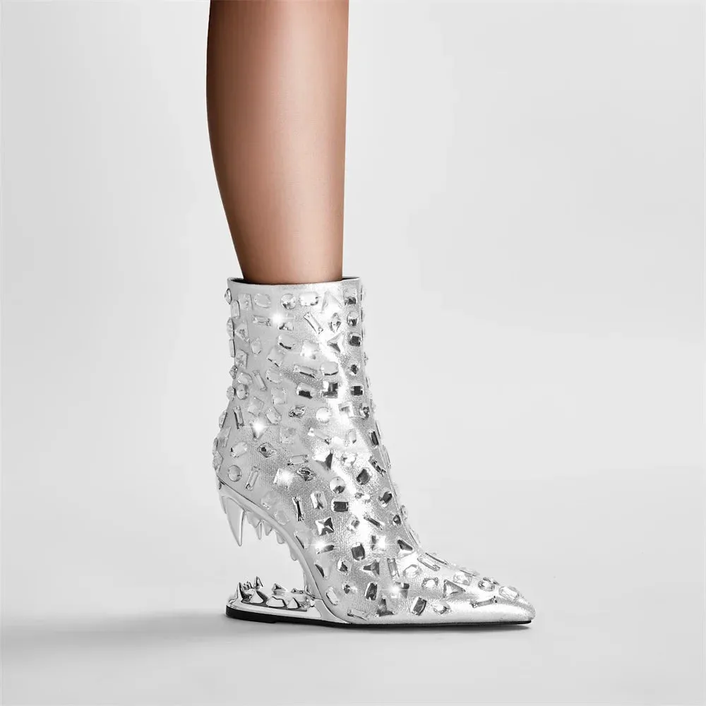 Valeria – Strass-besetzte Sexy High-Heel Stiefel für Damen