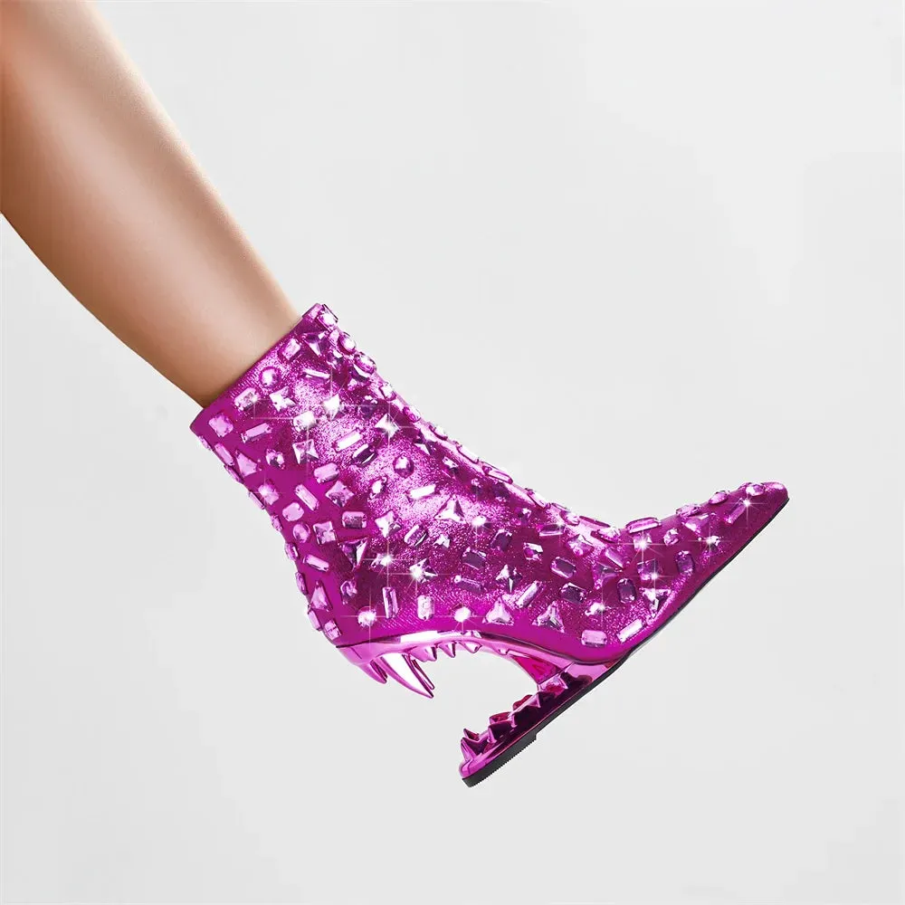 Valeria – Strass-besetzte Sexy High-Heel Stiefel für Damen