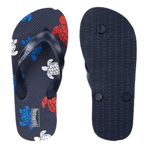 Vilebrequin Navy Blue Multicolor Turtles Flip Flops