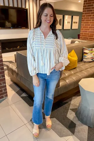 Where You Belong Blue Striped Top